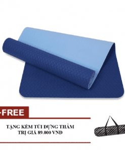Thảm tập yoga 6mm 2 lớp TPE cao cấp (Xanh dương) - Kèm túi