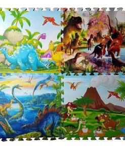Bộ 4 tấm thảm xốp lót sàn cho bé hình khủng long 60x60x1cm