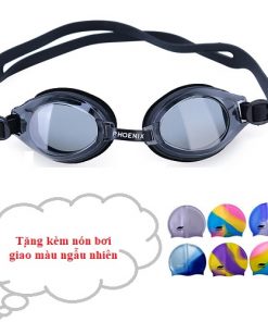 Kính Bơi Phoenix 203 (đen) - Tặng nón bơi (Giao màu ngẫu nhiên)