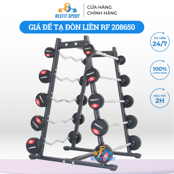 Kệ Gác Đòn Tạ Gym Chữ A RF 208650 – Khung Đỡ Đòn Tạ Đa Tầng, Dành Cho Squat – Đẩy Ngực – Tập Tạ Đòn