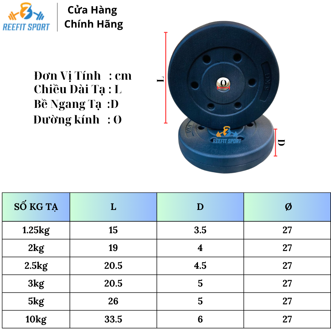 Vỏ Tạ Miếng Tạ Bánh Nhựa Reefit Không Ruột Chưa Nhồi