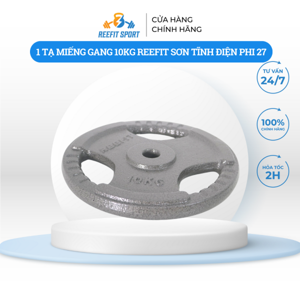 Tạ miếng gang sơn tĩnh điện phi 27: 2kg,3kg,5kg,10kg,20kg - 10kg