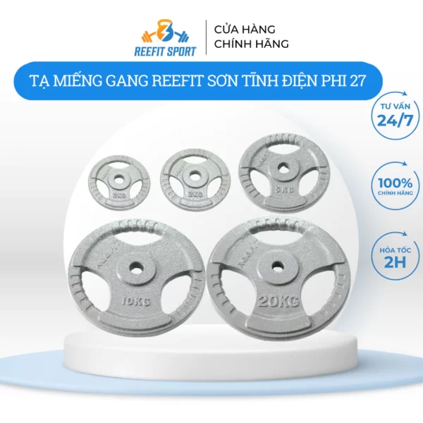 Tạ miếng gang sơn tĩnh điện phi 27: 2kg,3kg,5kg,10kg,20kg