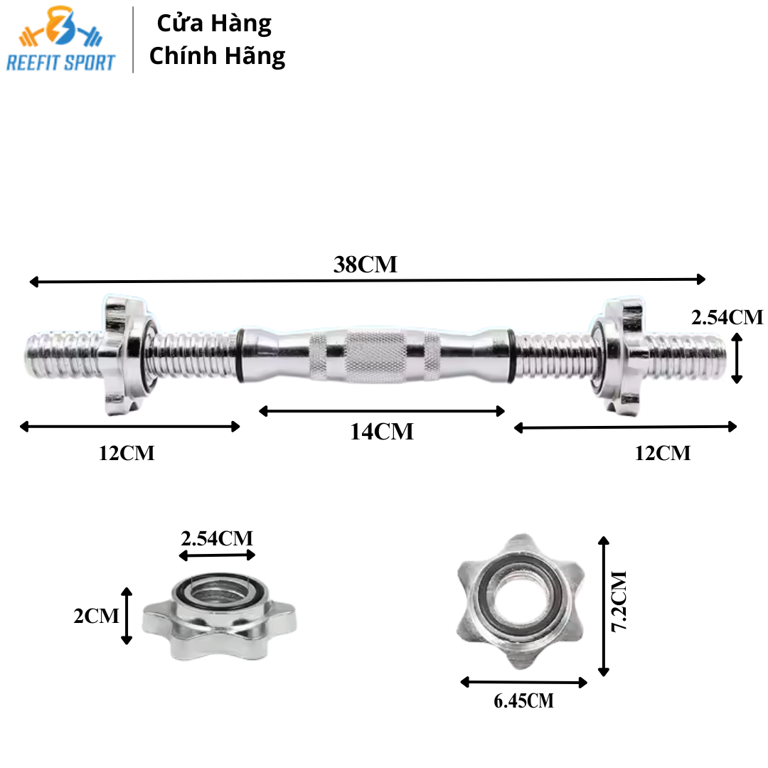KÍCH THƯỚC ĐÒN TẠ BẦU 38CM XI MẠ INOX 