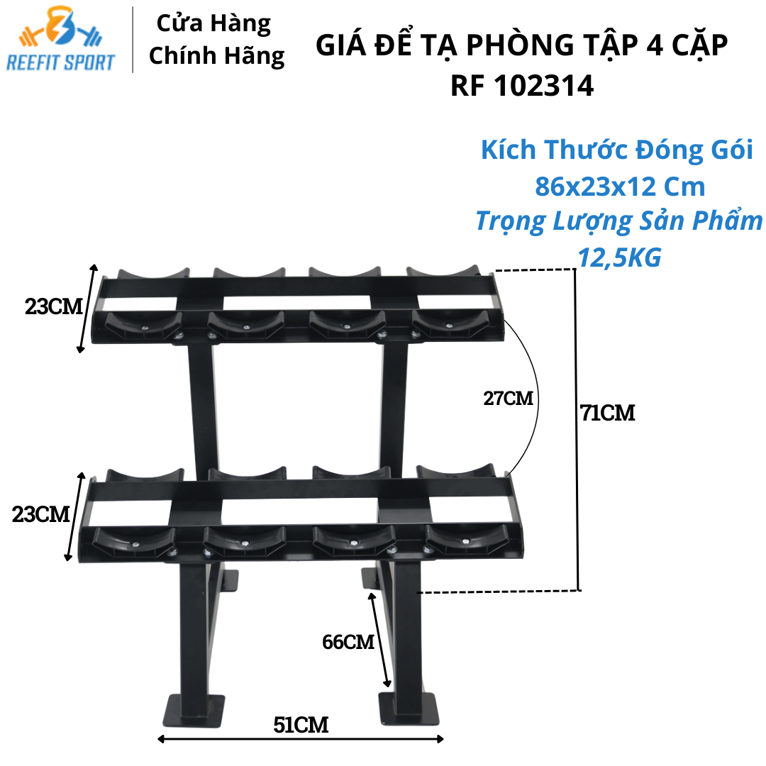 Kệ để tạ tập gym 2 tầng 4 cặp