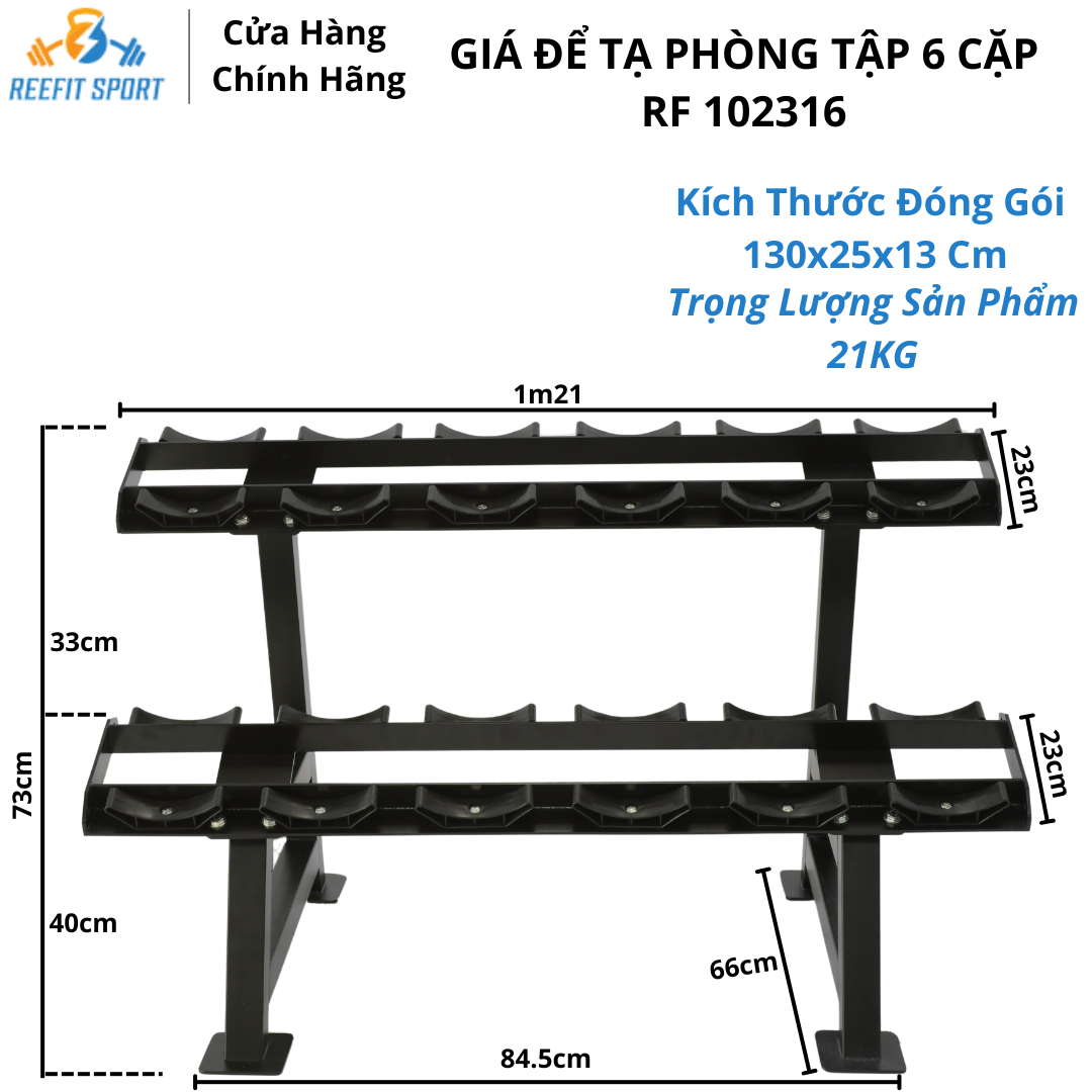 Giá để tạ 2 tầng 6 cặp 