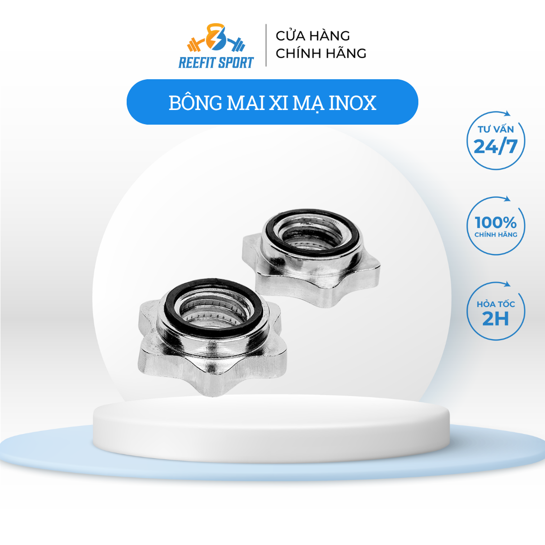 Đòn Tạ Tay Ngắn Mạ Inox Cao Cấp 35/40/50cm - Ren Vặn An Toàn, Chịu Lực Cao ( Kèm Khóa Đòn )
