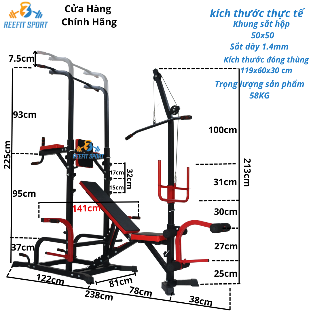 Ghế tạ đa năng có xà tách rời RF-308215