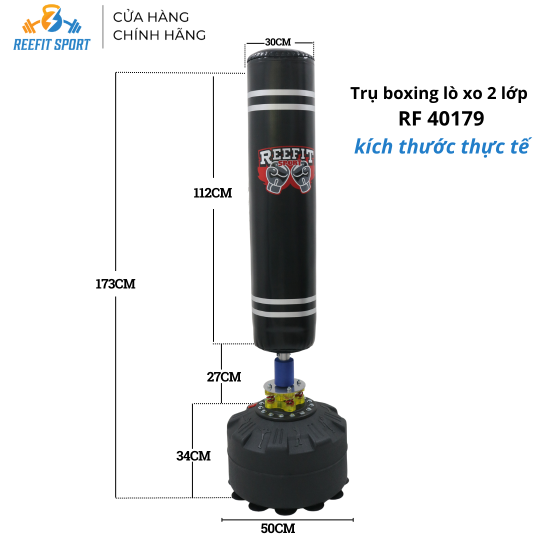 Trụ Đấm Boxing Đứng Lò Xo Giảm Chấn RF 40179 ( cao 173cm ) - Tập Võ, MMA,Đế Nước/Đế Cát ,Dễ Lắp Đặt